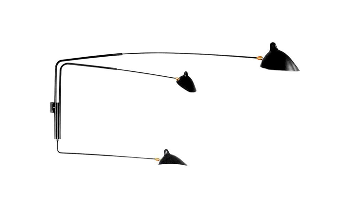 3 Arm Straight Wall Lamp by Serge Mouille Wall Lamps